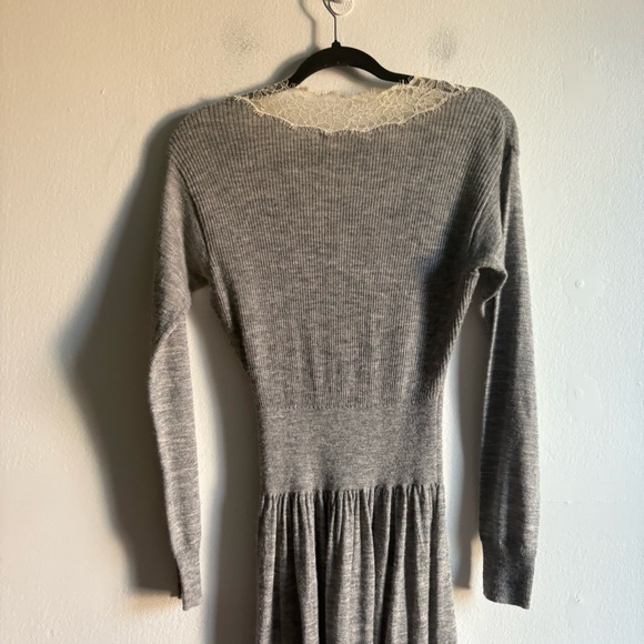 Rebecca Taylor Sz S Grey Wool Alpaca Lace Ballerinacore Feminine Fall Dress - Picture 9 of 15